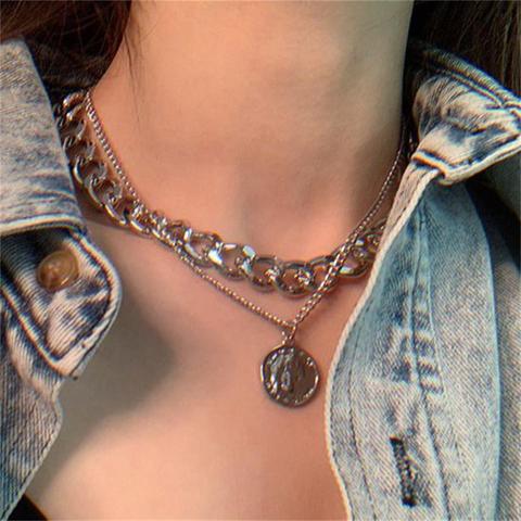 IFMIA Vintage Multi-layer Coin Chain Choker Necklace For Women Gold Silver Color Fashion Portrait Chunky Chain Necklaces Jewelry ► Photo 1/6