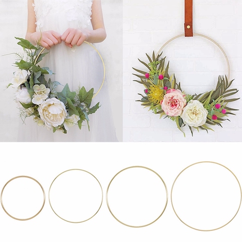 10-40cm Gold Metal Ring Flower Wreath Garland Weeding Decoration for Weddings Bridal Shower Home Party Decoration Catcher Hoops ► Photo 1/6