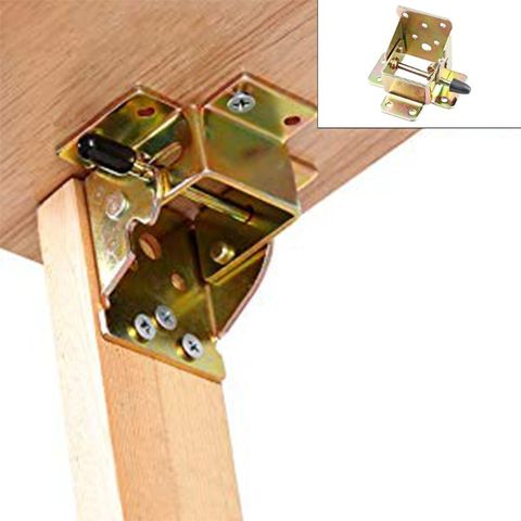 4X Iron Locking Folding Table Chair Leg Brackets Hinge Self Lock Foldable Hinges ► Photo 1/6