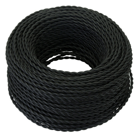 Black 5/10/20 Meters 2 Core Electrical Rope Wire Vintage Antique Braided Twisted Fabric Lighting Cable Woven Silk Flexible Cord ► Photo 1/6