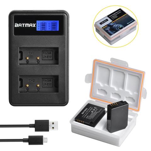 Batmax 2pcs LP-E17 LPE17 LP E17 Battery+LCD Dual USB Charger +Box for Canon EOS T6i 750D T6s 760D 800D M3 M5 M6 8000D Kissx8i ► Photo 1/6