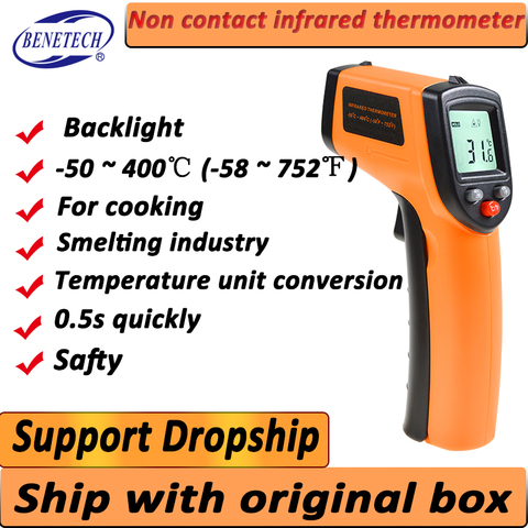 Industrial Digital Pyrometer Meter Gauge IR Infrared Thermometer Thermal  Heat Sensor Non-Contact Temperature Gun 