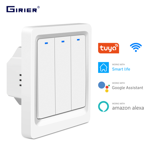 Tuya Wifi Smart Light Switch EU, Push Button Panel Wall Switch 100-240V 1/2/3 Gang, Work with Alexa Google Home Smart Life App ► Photo 1/6