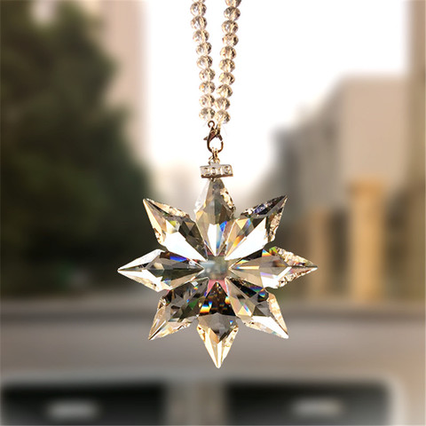 Colorful Crystal Octagonal Snowflakes Car Pendant Car Decoration Suspension Ornaments Sun Catcher Hanging Trim Christmas Gifts ► Photo 1/6
