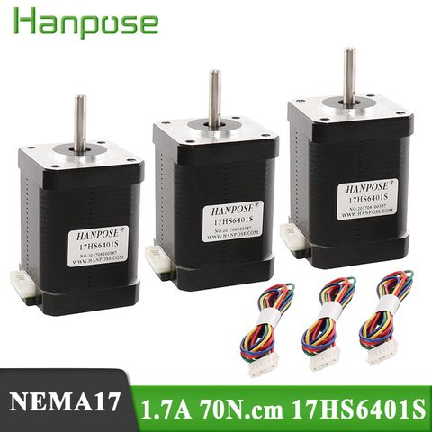 3pcs Free shipping 4 lead Nema17 Stepper Motor 17HS6401S 42 motor Nema 17 motor 42BYGH 60MM  motor for CNC XYZ 3d printer ► Photo 1/6