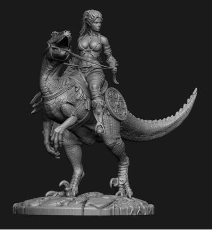 Resin Figure Model Kit Unassambled  1/24 75mm ancient fantasy woman warrior and dinosaur  Unpainted collect Figure Building Kit ► Photo 1/1