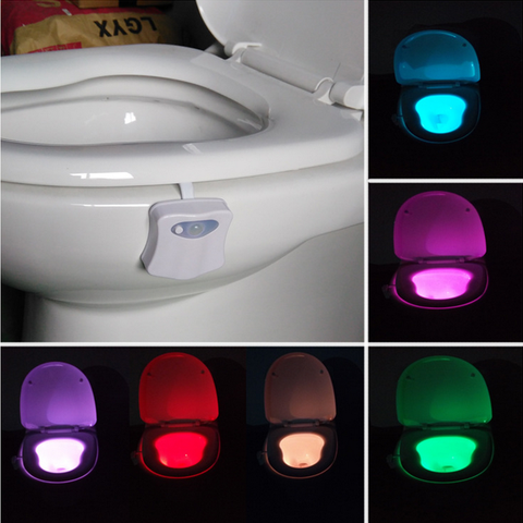 LED Toilet Light PIR Motion Sensor Night Lamp 8 16 Colors