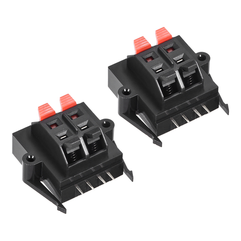 uxcell 2Pcs 4 Way Speaker Terminal Clip Push Release Audio Cable Terminal Strip WP4-11 ► Photo 1/3