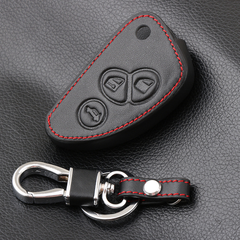 Genuine Leather Car Key Cover FOB Case For Alfa Romeo 147 156 166 GT JTD TS Flip Remote Car Key Jacket Wallet Bag Car-stying ► Photo 1/6