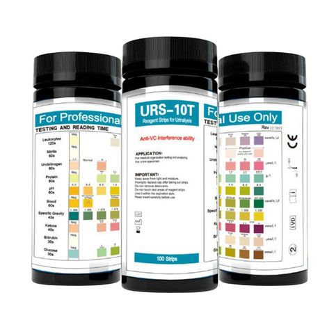 URS-10T 100strips Urinalysis Reagent Test Paper 10 Parameters Urine Test Strips Leukocytes, Nitrite, Urobilinogen, Protein, pH ► Photo 1/6