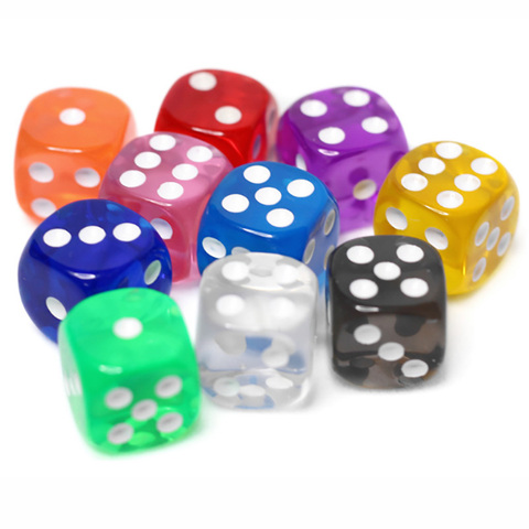 10PCS/Lot Filleted Corner Dice Set Colorful Transparent Acrylic 6 Sided Dice For Club/Party/Family Games ► Photo 1/3