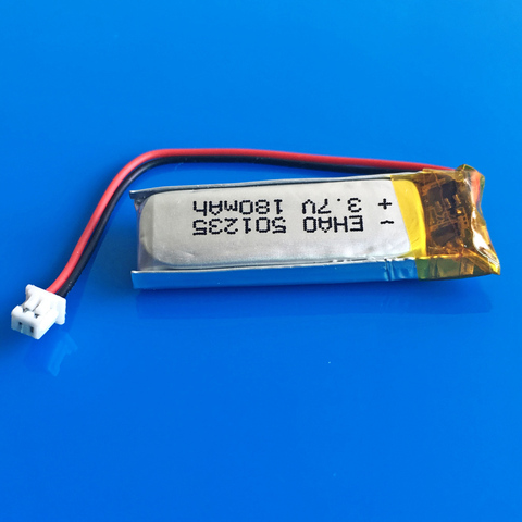 501235 3.7V 180mAh lipo lithium polymer rechargeable battery with JST 1.25mm 2pin connector for MP3 bluetooth headset video pen ► Photo 1/6