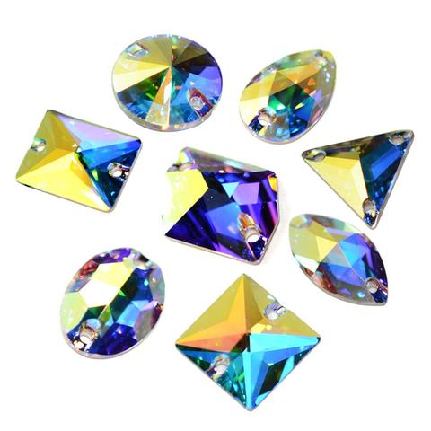 Crystal Strass 6A Crystal Sewing Stones AB Glass Sew On Rhinestone Galactic Cosmic Rivoli Rhinestones For Garment Clothing ► Photo 1/6