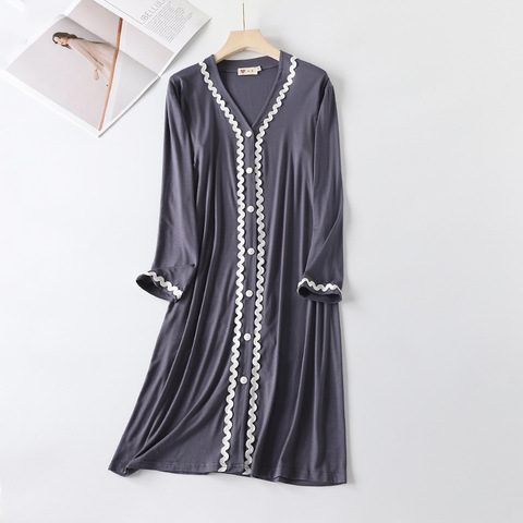 Vestido Night Dress Women New Spring Summer Sleepwear Casual Modal Cotton Nightgowns Loose V Neck Long Nightwear Nightshirt ► Photo 1/5