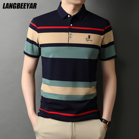 Top Grade New Summer Brand Striped Embroidery Mens Designer Polo Shirts With Short Sleeve Casual Tops Fashions Men Clothing 2022 ► Photo 1/6
