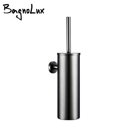 Bagnolux Stainless Steel Gray Round With Protective Bucket Toilet Brush WC Durable Type Bathroom Accessories ► Photo 1/6