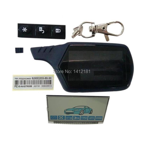Russia A91 lcd display with Metal Feet + LCD keychain body case for starline A91 lcd remote two way car remote control Car Alarm ► Photo 1/1
