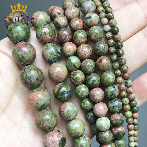 Natural Unakite Stone Beads Round Loose Spacer Beads For Jewelry Making DIY Bracelet Necklace Charm 15'' Pick Size 4/6/8/10/12mm ► Photo 1/5