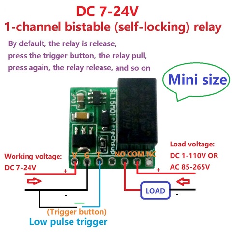 DC 12V 2A mini 1ch  Bistable Self-locking Relay Module Flip-Flop Latch Switch Board for LED Motor Solenoid valve ► Photo 1/6