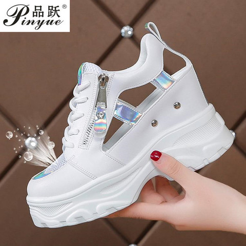 2022 Summer Women Sneakers Mesh High Platform Trainers White Shoes 9CM Heels Wedges Sandals Breathable Woman Casual Outdoor Shoe ► Photo 1/6