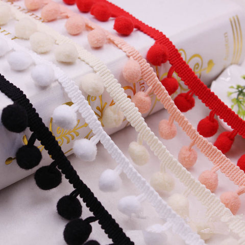 4 Yards Pom Pom Trim Ball 10 Mm MINI Pearl Pompom Fringe Ribbon Sewing Lace Kintted Fabric Handmade DIY Craft Accessories ► Photo 1/6