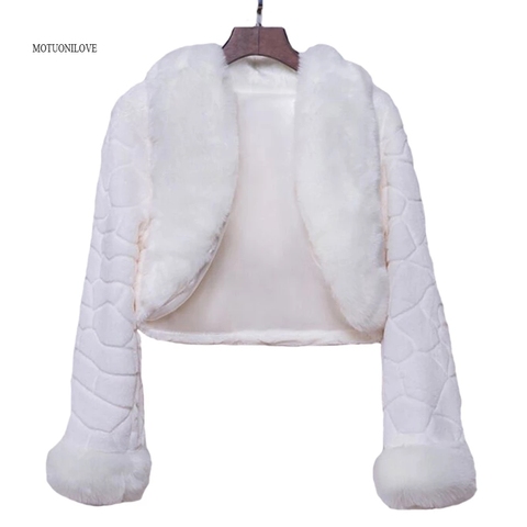 Real Pictures Fur Faux Winter Wedding Bridal Bolero Women Wedding Cape In Stock Bride Cloaks Wedding Coat Jacket Party Fur Wrap ► Photo 1/6