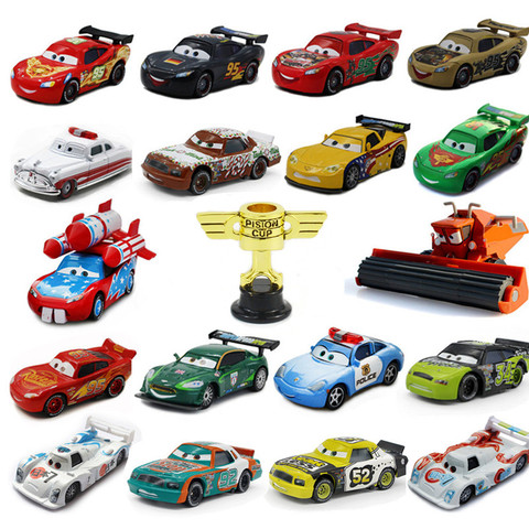 1:55 Disney Pixar Cars 3 2 Metal Diecast Car Toy Lightning McQueen Jackson  Storm Combine Harvester Bulldozer Kids Toy Car Gift