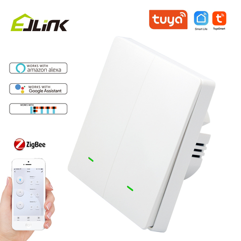 EJLINK EU/UK Smart Zigbee Switch No Neutral Wire APP Remote Control Push Button Light Switches Works with Alexa Interruptor ► Photo 1/6