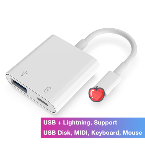 Buy Online Lightning Otg Adapter To Usb Otg Cable W Charging Port Data Keyboard Midi Piano Disk For Iphone 12 Pro Max Mini Se2 11 Ipad Ios Alitools