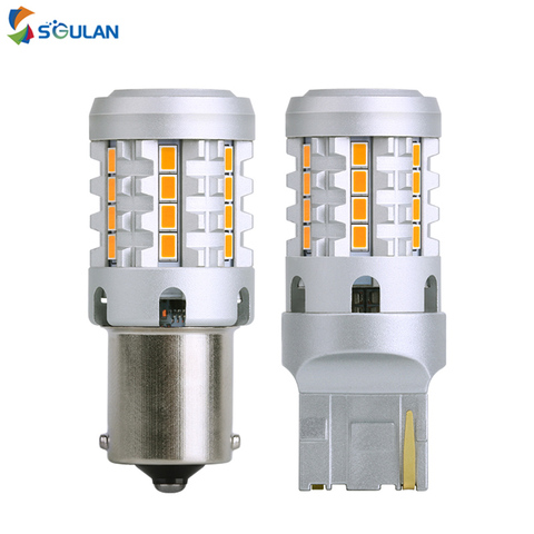 2X Canbus Error Free Super Bright 1156 Car Led Light High Power 3020 Orrange Lamp For Car Ba15s P21W 7440 T20 W21W LED 12V Amber ► Photo 1/5