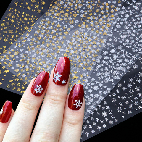 12pcs Snowflake Nail Art Stickers 3D Christmas Designs Adhesive Sliders For Nails Foil Decals Manicure Decorations TRTY/SMY-1 ► Photo 1/6