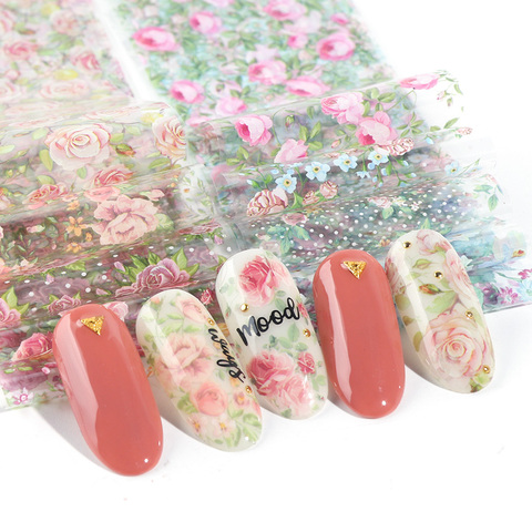 10pcs Pink Flower Transfer Foil For Nails Design Summer Sticker Adhesive  Nail Foil Wraps Tattoo Nail Art Decoration Slider JI979 - Price history &  Review