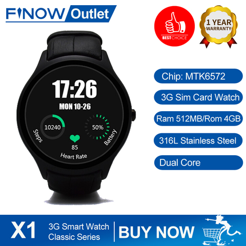 Finow X1 K8 Mini Smart Watch Android 4.4 Wearable Devices 3G WIFI Clock NO.1 D5 Smartwatch PK KW88 KW18 DM368 watch Price history & Review | AliExpress Seller -