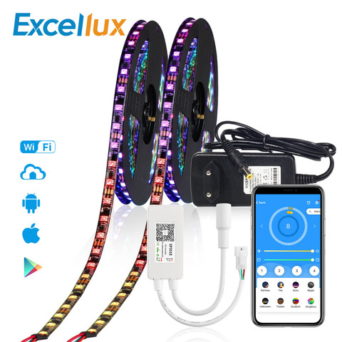 12V WS2811 Addressable Led Strip Dream Color WIFI APP Controller 5050 RGB WS2811 IC 30Leds 60Leds Led Pixel Strip 1M 2M 3M 4M 5M ► Photo 1/6