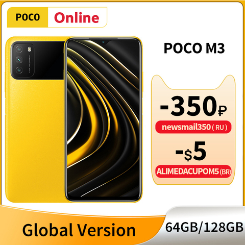 Global Version POCO M3 4GB 128GB / 64GB Smartphone 48MP AI Triple Camera 6000mAh Battery Snapdragon 662 6.53