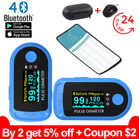 Bluetooth Finger Pulse Oximeter Sleep monitoring data analysis Fingertip Oximetro de pulso de dedo blood oxygen monitor OLED ► Photo 1/6