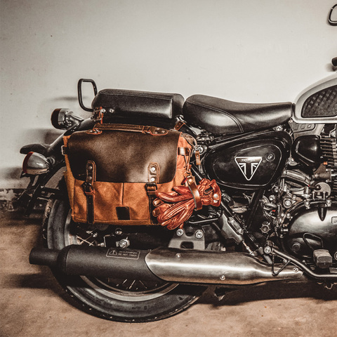 Vintage Men's Canvas Crazy Horse Leather Shoulder Messenger Bag Computer Bag Official Knight Motorcycle Bag ► Photo 1/6