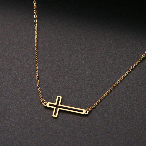 CACANA New Cross Necklaces And Pendants For Women Stainless Steel Gold Colour Male Pendant Necklaces Prayer Jewelry Friend Gift ► Photo 1/6