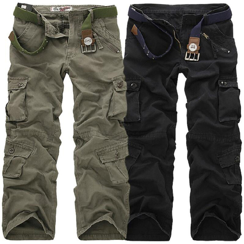 Men Cargo Pants High Quality Casual Long Trousers Loose Multi Pocket Camouflage Military Pants Men's street Joggers Plus Size 44 ► Photo 1/6