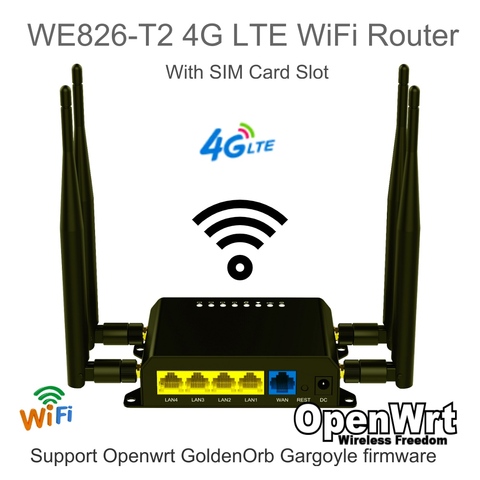 CAT4 CAT6 Unlocked WiFiX WE826-T2 3G4G LTE WiFi Indoor Router Support Openwrt GoldenOrb/Gargoyle Firmware With SIM Card Slot ► Photo 1/1