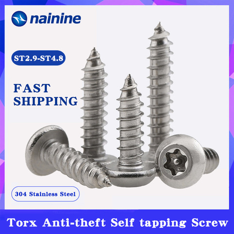 [ST2.9 ST3.5 ST4.2 ST4.8] 304 Stainless Steel Round Pan Head Self Tapping Screw Torx Screw Anti-theft Security Screw ► Photo 1/1