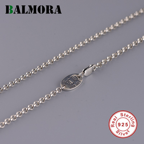 BALMORA Real 925 Sterling Silver Chains Necklaces for Women Men Couple for DIY Pendant Accessories Simple Punk Fashion Bijoux ► Photo 1/6