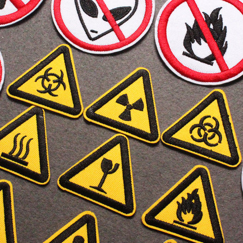 Nuclear Biochemical Warning sign Patches For Clothing Punk Clothes Stripes Ban Badge Patch Embroidered Patches On Clothes Decor ► Photo 1/5