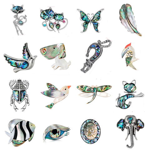 Fashion Rhinestone Cat/Fox/Butterfly  Natural Abalone Shell Animal Patterns Brooches And Pins Gift For Scarves Women Jewelry ► Photo 1/3