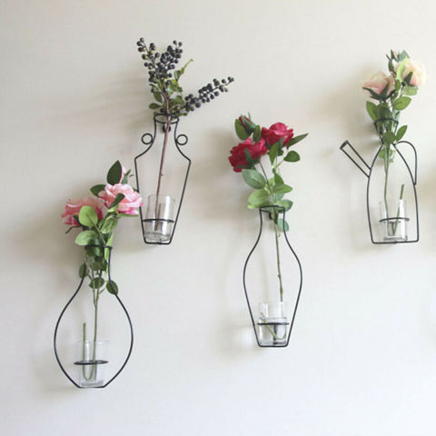 Creative Iron Frame Hanging Wall Vase Shelf Stand Flower Pot Holder Home Storage Rack Decor Display Ornament Decoration ► Photo 1/6