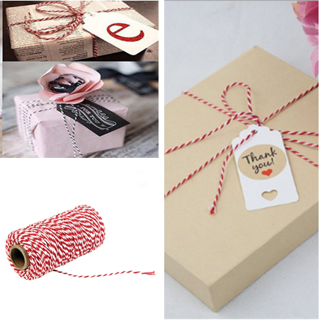 DIY Handmade Cotton Thread 1 Roll 100 Metres High Quality Rope Red White Card Hanging Rope Gifts Packing Twine String Cord ► Photo 1/5