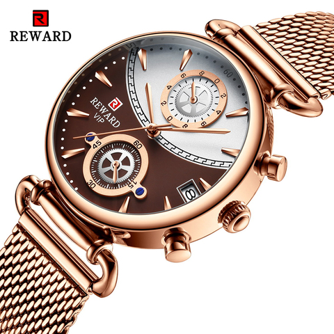 REWARD Women Watches Fashion Rose Gold Female Clock Business Quartz Watch Ladies Stainless Steel Waterproof Wrist Watch Relogio ► Photo 1/6