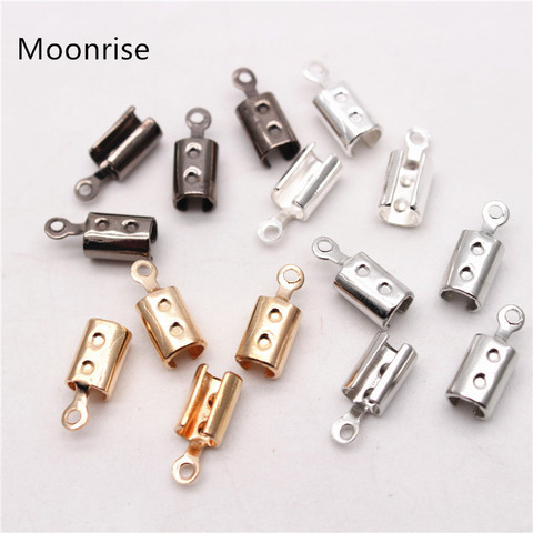 50-100Pcs/Lot 3MM 5MM Folding Unclosed Open Crimp Ends Leather Cord End Tips fasteners clasp for Jewelry Making ► Photo 1/6