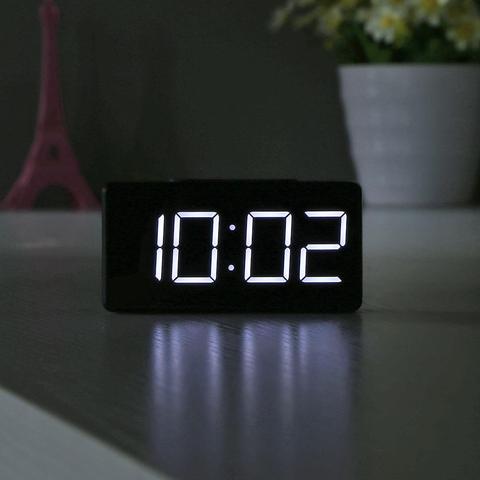 Led Mini Student Clock Usb Desktop Electronic Alarm Clock °c-℉ Temperature Tester-white Light 2 Levels Of Brightness ► Photo 1/6