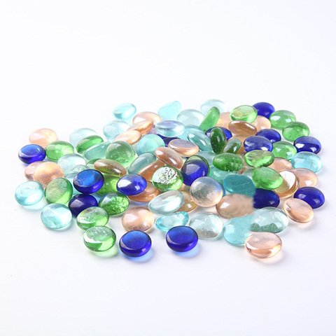 100g Mixed Color Glass Gems Pebbles Stones Flat Marbles For Vase Embellishment DIY Fish Tank Decor ► Photo 1/3